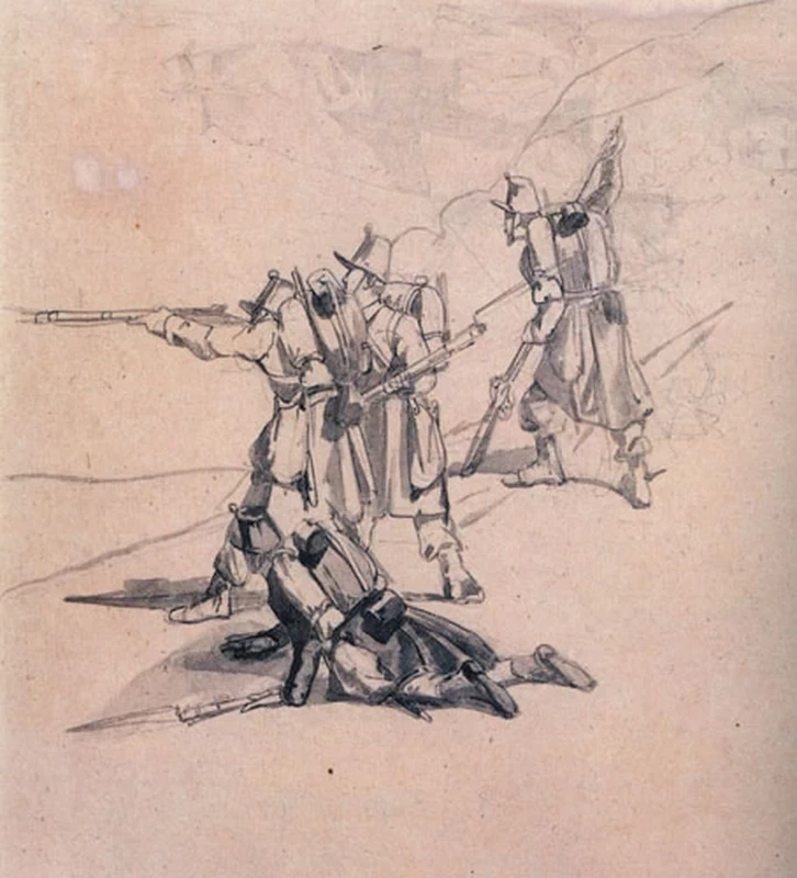 Quattro soldati in azione - Museo Civico Giovanni Fattori, Livorno